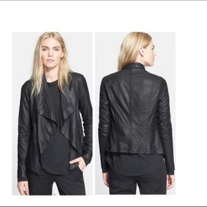 Vince black suede drape neck leather jacket small